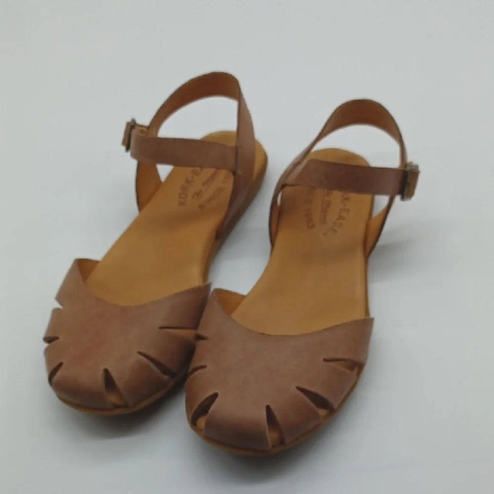Kork-Ease Meegan Leather Closed Toe Buckle Ankle Strap Fisherman Sandals SZ 7